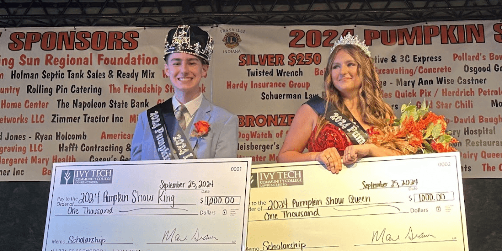 Me (Nathan Parker) on the right as the senior Pumpkin Show King, and Queen Ellie Lauber.