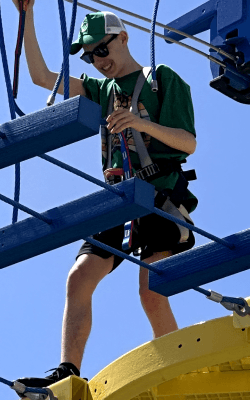 Nathan Parker trecking the Carnival Vista's ropes course.